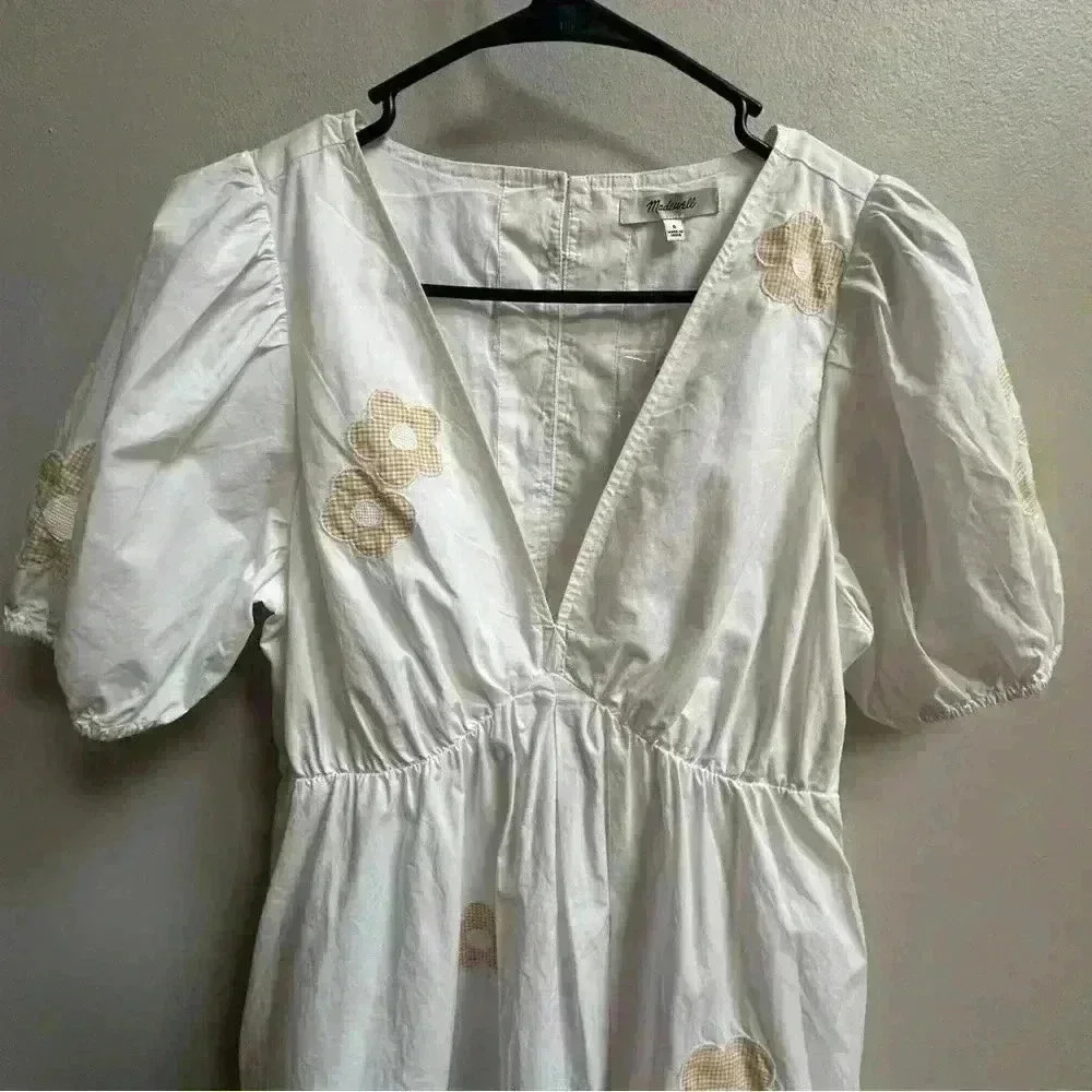 SOLD Madewell Annamarie Embroidered Mini Dress | White & Beige | Women’s Size 0 - Picture 7 of 16